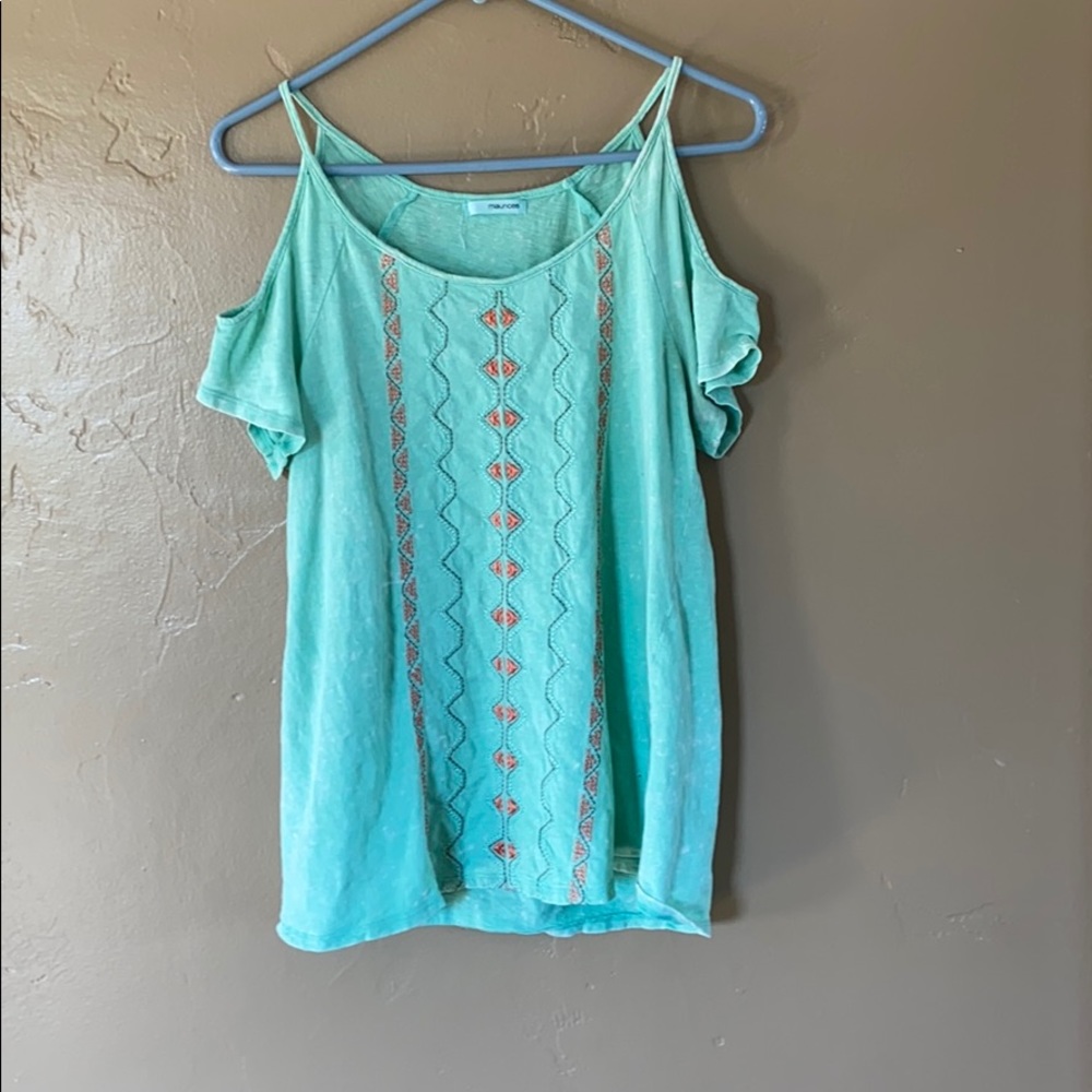 Maurices teal T with shoulder cutouts